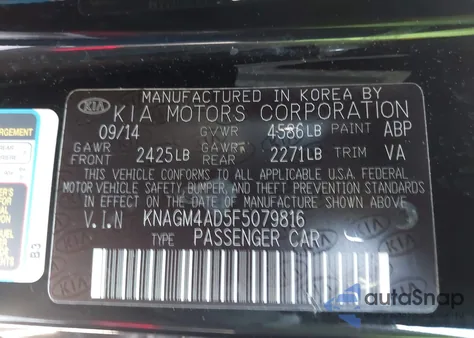 2015 Kia Optima Hybrid z USA, uszkodzony, nr VIN KNAGM4AD5F5079816